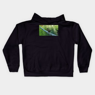 Mallard Duck Standing Ontop Of A Log Kids Hoodie